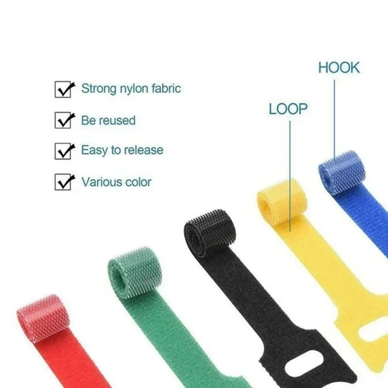 10/30/50Pcs Reusable Hook And Loop Cable Ties Fastening Strap Multi-Purpose Wire Organizers For Computer/TV/Electronic Devices