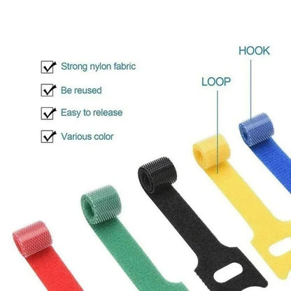 10/30/50Pcs Reusable Hook And Loop Cable Ties Fastening Strap Multi-Purpose Wire Organizers For Computer/TV/Electronic Devices