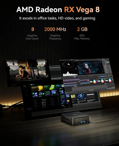 Mini PC with AMD 7 PRO 5875U, 16GB DDR4 512GB M.2 SSD Mini Computer, Mini Gaming PC with USB Type-C, Desktop Computer Supports