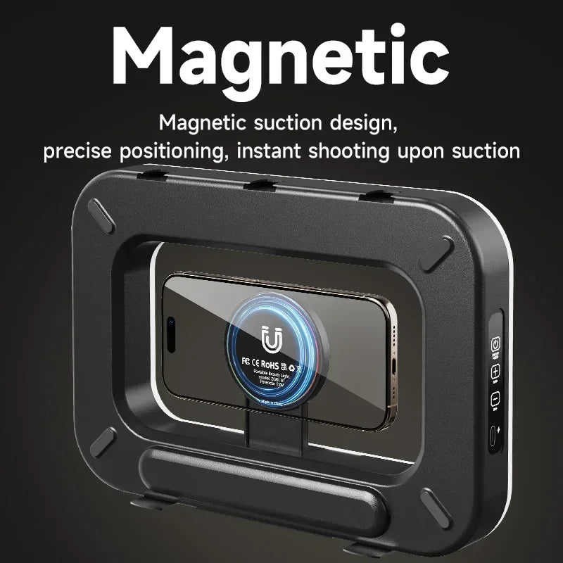 Handheld Circular Fill Light, Portable Mobile Phone Live Streaming Charging Photography Light, Magnetic Rabbit Cage Selfie Light