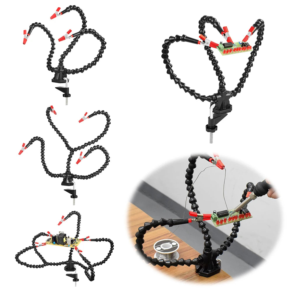 Desk Clamp Soldering Third Hand Tool 3/4/5 Pcs Flexible Arms PCB Holder Stand for Electronic Repair Soldering Jewelry Crafts