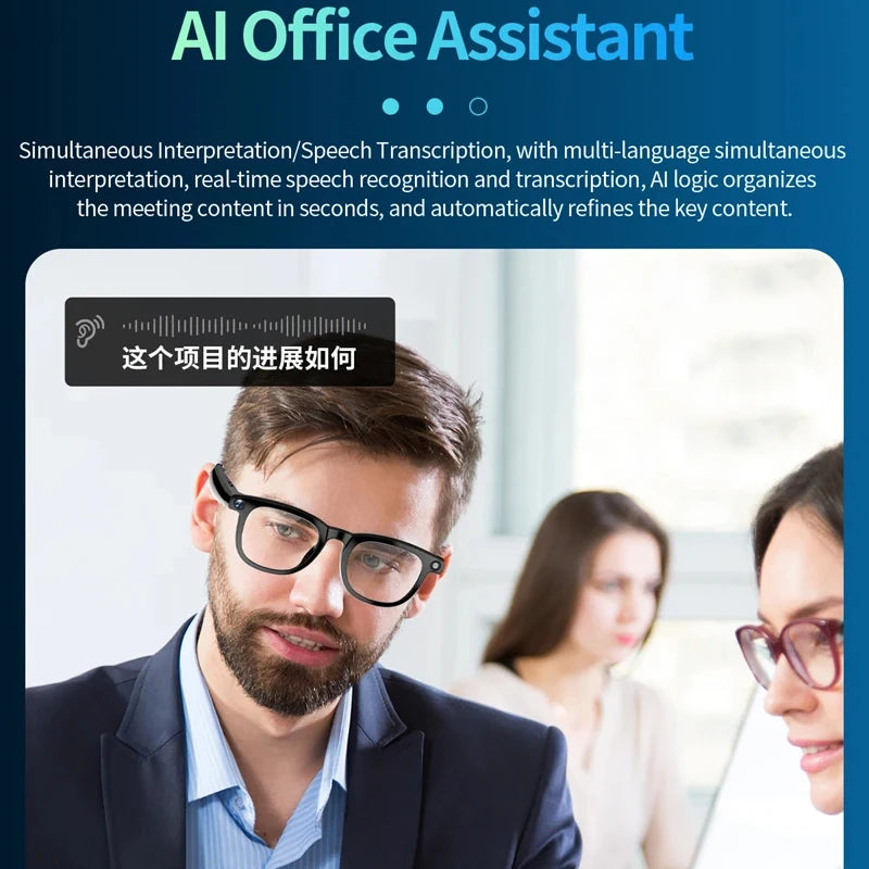 AI Smart Glasses 800W HD Camera Black Technology Image Translation Chat GPT Video Call Photo Waterproof For Men Women
