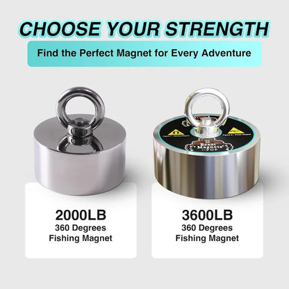 2000lb Strong 360 Degree Fishing Magnet For Magnetic Fishing, Strong Heavy Duty Neodymium N52 Magnets For Salvage Treasure
