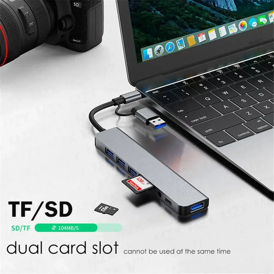 8 In 1 Port USB C Expander USB 3 Hub Type-C Splitter Type C Dock Multiport Adapter USB Expander For Xiaomi Phone Tablet