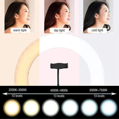 16/26/33cm Selfie Ring Light Photography Fill Light LED Ring Lamp Glow Soft Eye Protection Photography Lamp Supplies Home Studio