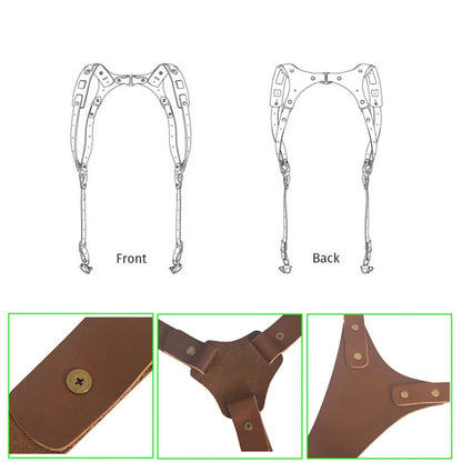 B02B-Camera Strap Leather Double Shoulder Leather Harness Strap Photography Gear for DSLR/SLR Camera (Brown)