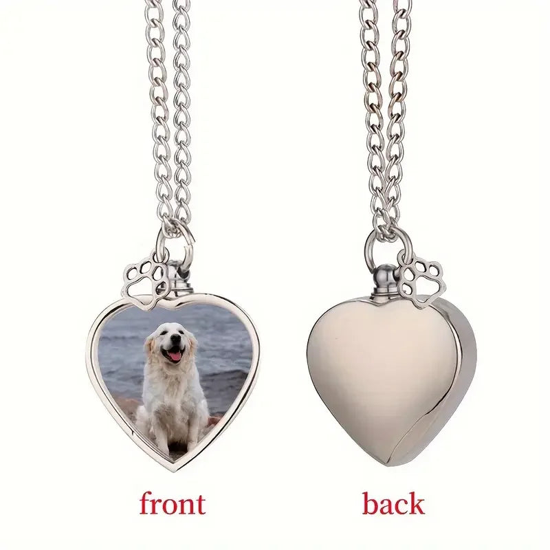 Personalised Custom Photo Commemorative Pendant Necklace, Personalised Zinc Alloy Cremation Urn, Sublimation DIY Pictures.