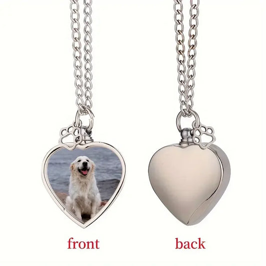 Personalised Custom Photo Commemorative Pendant Necklace, Personalised Zinc Alloy Cremation Urn, Sublimation DIY Pictures.