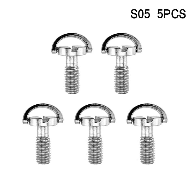 1/4-20 D-ring Mounting Camera Screws Stainless Steel Extended DSLR Tripod Quick Release Plate Screw Photography Accessories