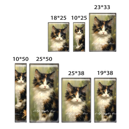 10pcs/lots Rectangle Cute Cat Kitten Pet Flower Photo Glass Cabochon Flatback Demo Flat Back Cameo For Diy Jewelry Making