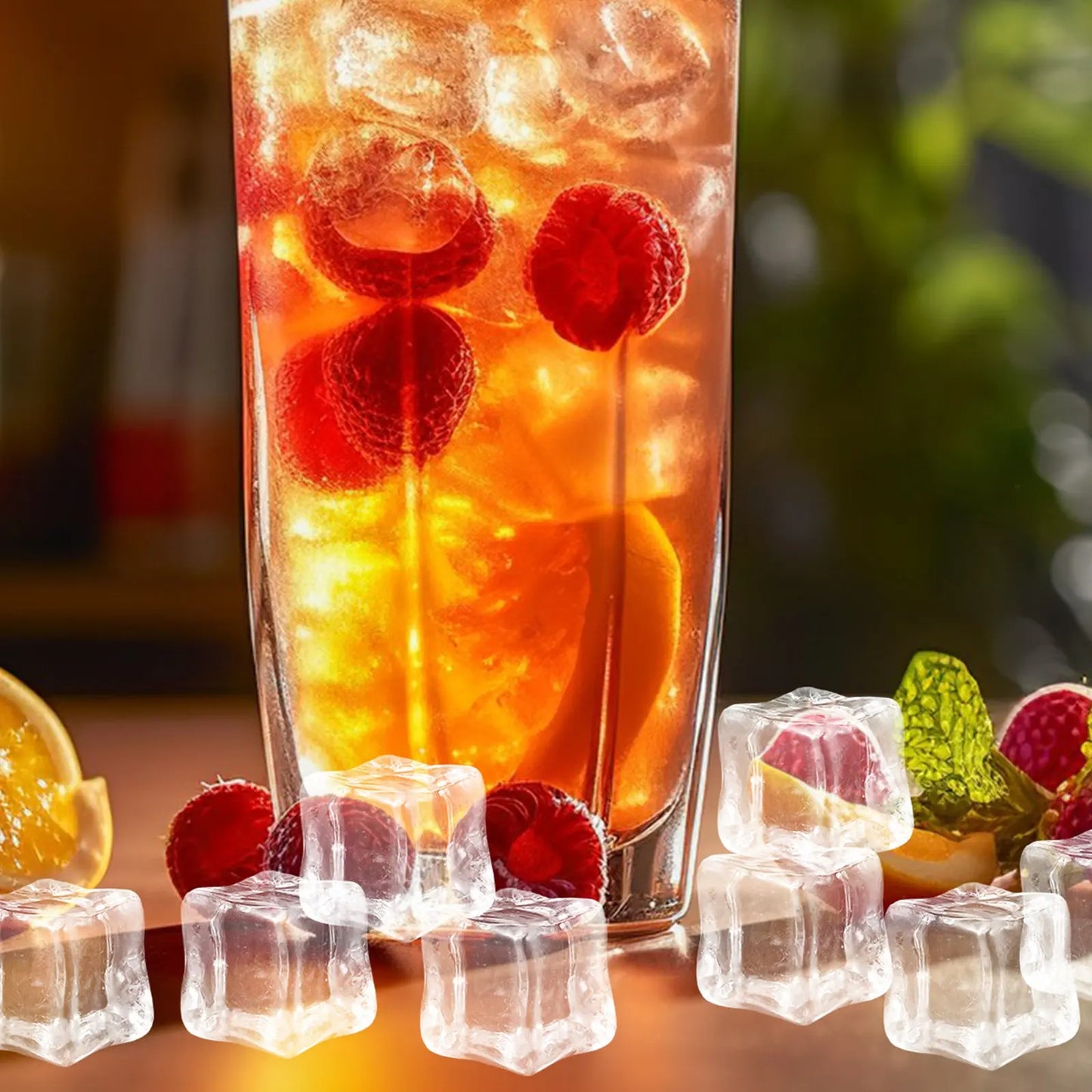 130Pcs Artificial Ice Cube Clear 18Mm Acrylic Decorative Square Ice Rocks Vase Fillers Table Scatter Photography Props
