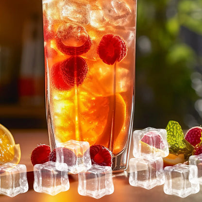 130Pcs Artificial Ice Cube Clear 18Mm Acrylic Decorative Square Ice Rocks Vase Fillers Table Scatter Photography Props
