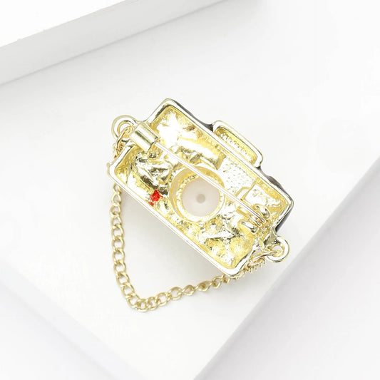 Girls Enamel Chain Camera Brooch Neutral Everyday Clothing Suit Jacket Accessories Pin Gift For Photography Enthusiasts