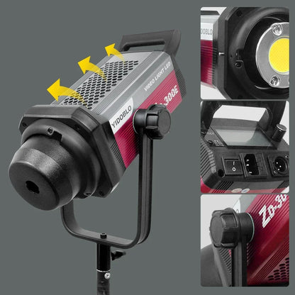 300W  Photography Live Streaming Portable Studio Video Lighting 2700k-7500K 300w high power Broadcast LED Fill Lamp spotlight