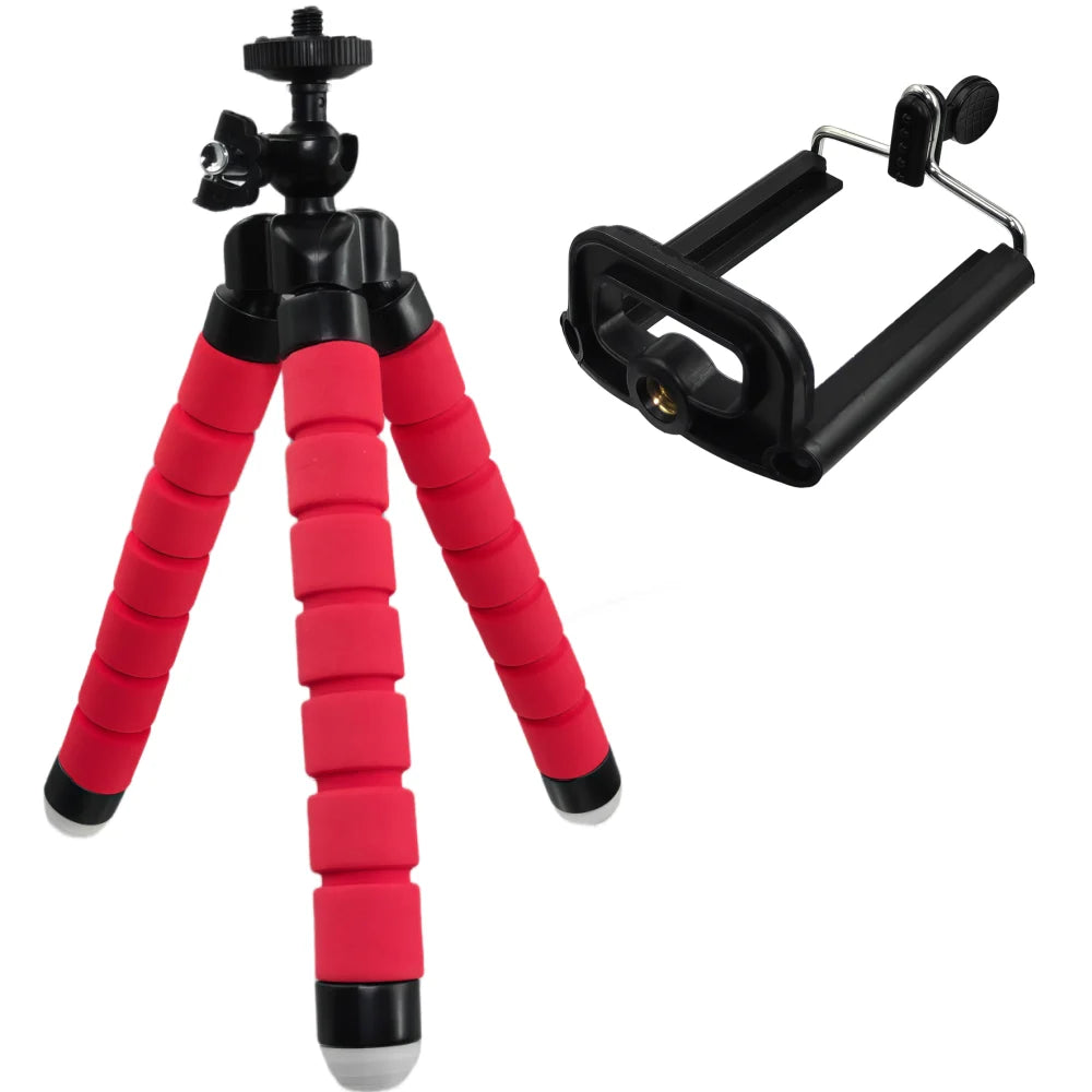 Flexible Octopus Mini Tripod for Phone & Action Camera — With Holder Clip