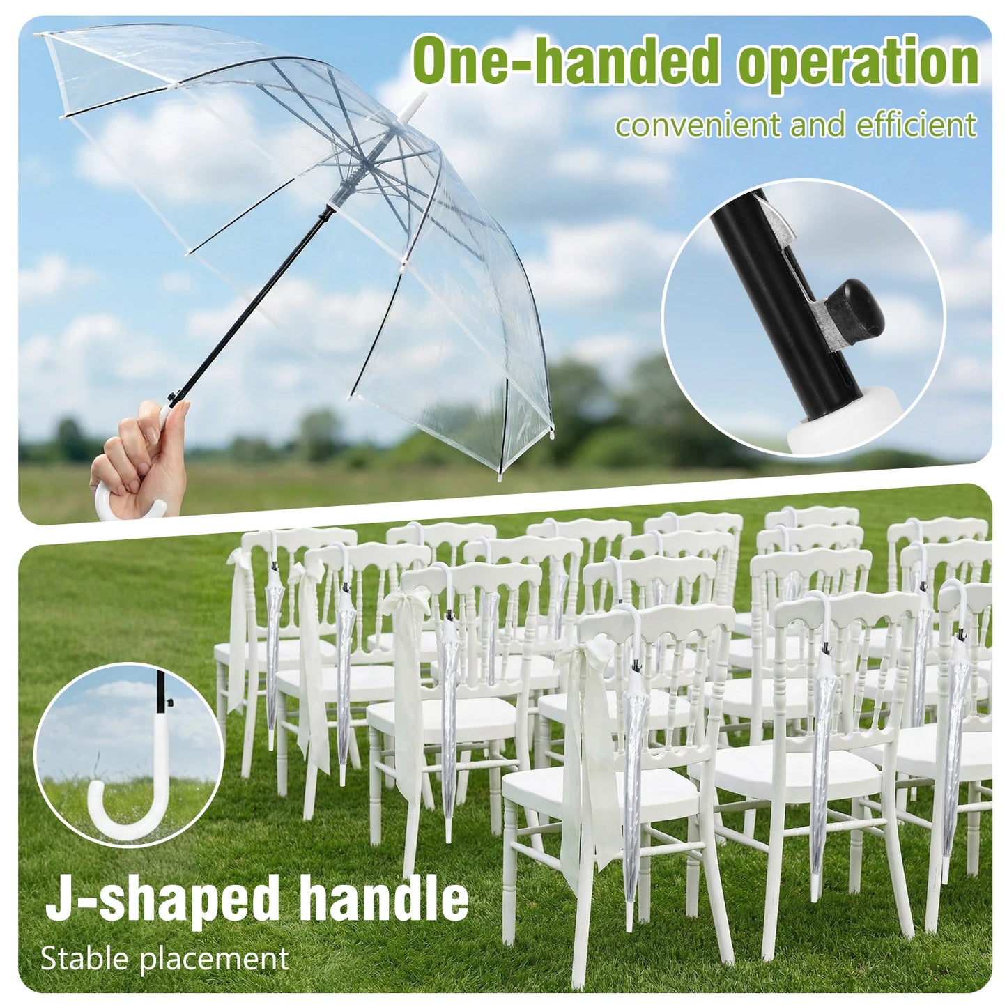 50/32 Pack Large Canopy Umbrella Windproof Waterproof Clear Umbrellas Bulk Auto Open for Bride Groom Photography Golf Outdoor