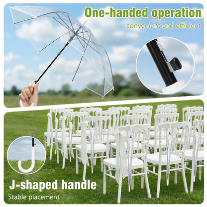 50/32 Pack Large Canopy Umbrella Windproof Waterproof Clear Umbrellas Bulk Auto Open for Bride Groom Photography Golf Outdoor