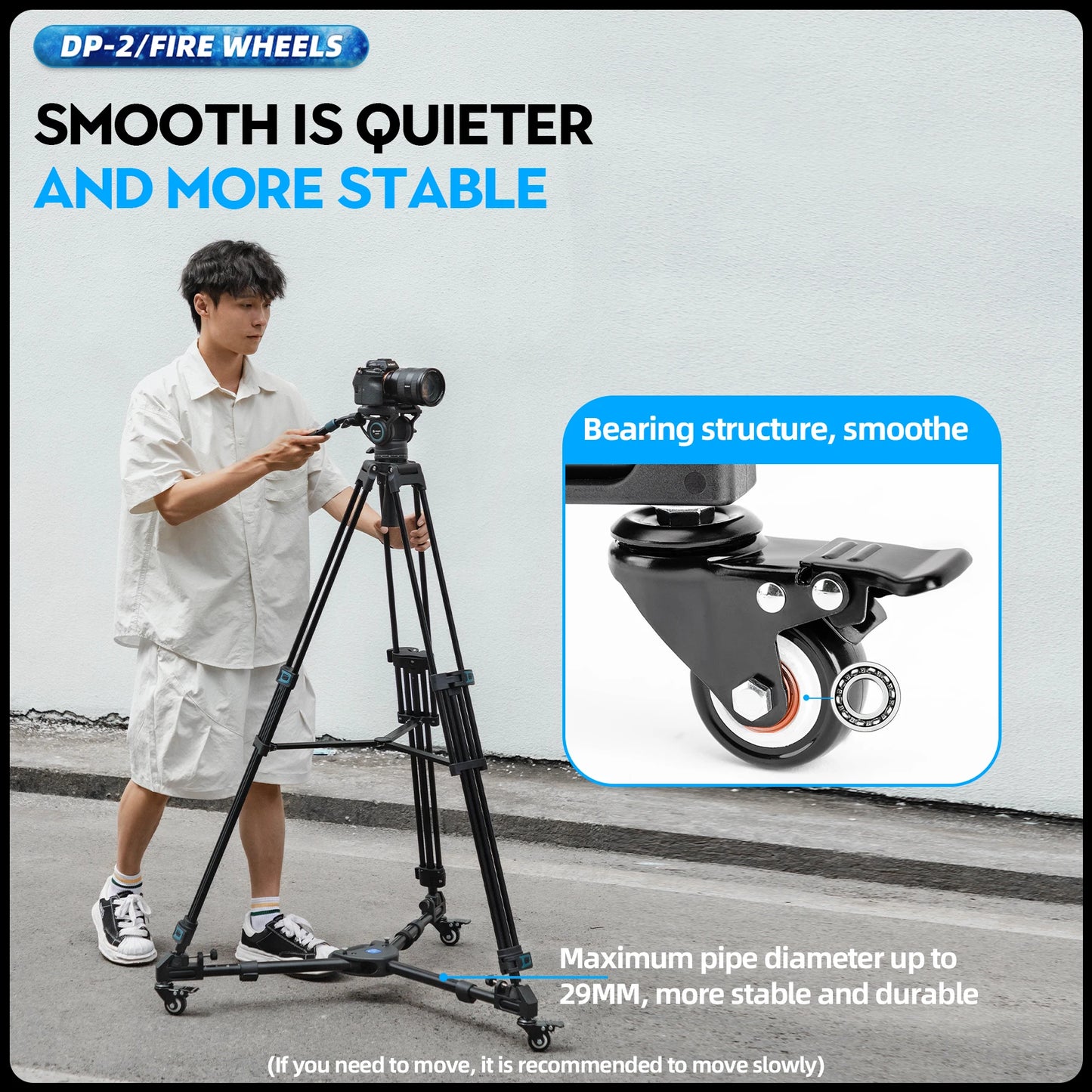 Fotopro Professional Photography Tripod Dolly Aluminum Heavy Duty Tripod Wheels for Camera Camcorder Video Lighting  DP2