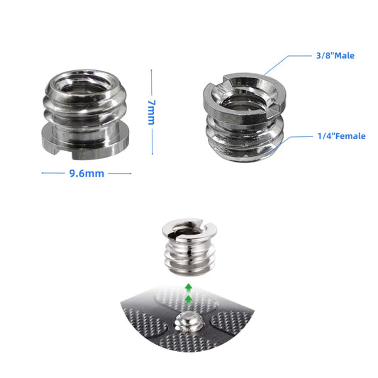 20Pcs 1/4" to 3/8" Female Screw Convert Adapter Spigot Stud Male Adapter Metal Screw for Flash Light Tripod Photo Studio Kit