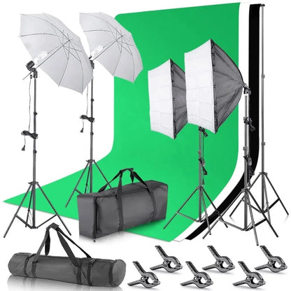 Photography Photo Studio Accessories Softbox Lighting Kit Green Screen Collapsible Background Frame Backdrops Tripod Stand