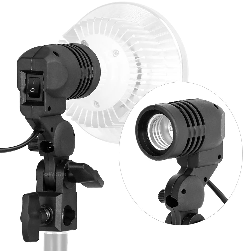 Single Head Bulb Holder E27 Socket Flash Umbrella Bracket Photo Lighting Bulb Holder For Photography Studio Accessories US EU
