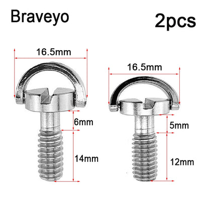 1/4-20 D-ring Mounting Camera Screws Stainless Steel Extended DSLR Tripod Quick Release Plate Screw Photography Accessories