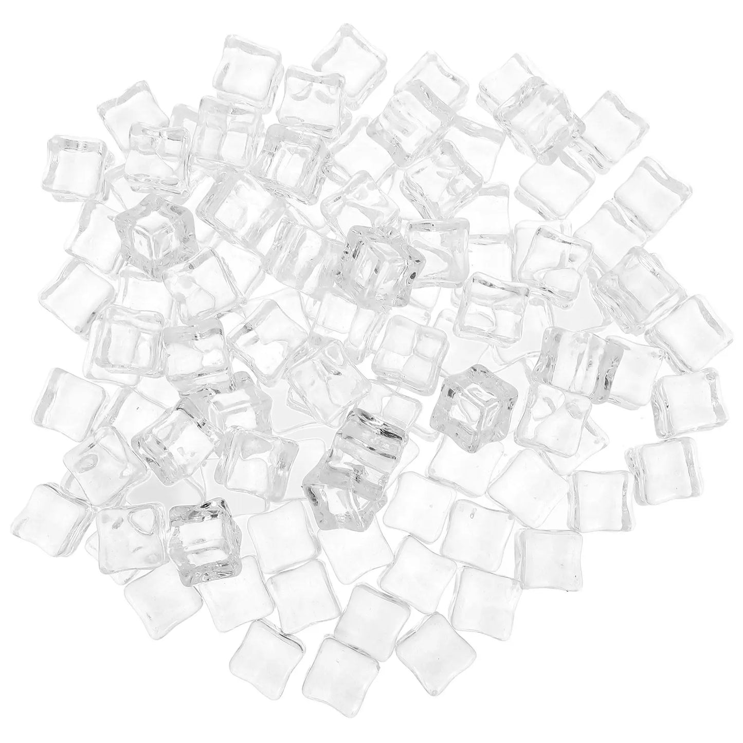 130Pcs Artificial Ice Cube Clear 18Mm Acrylic Decorative Square Ice Rocks Vase Fillers Table Scatter Photography Props