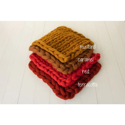 Newborn Photography Props Merino Wool Knitted Braid Blanket for Baby Photo Shoot Background Basket Stuffer Bump Wrap 50x50CM
