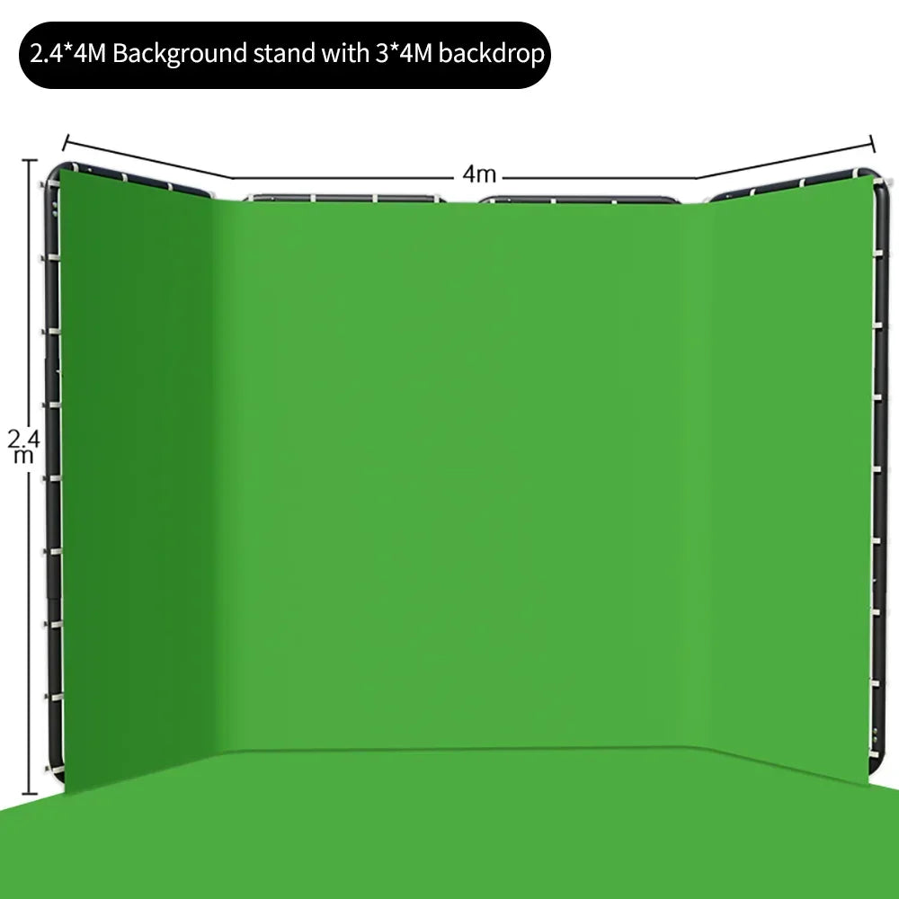 Portable Large Chromakey Green Screen Backdrop with Stand Photography Background Support System 240x400cm Shooting Video Photo