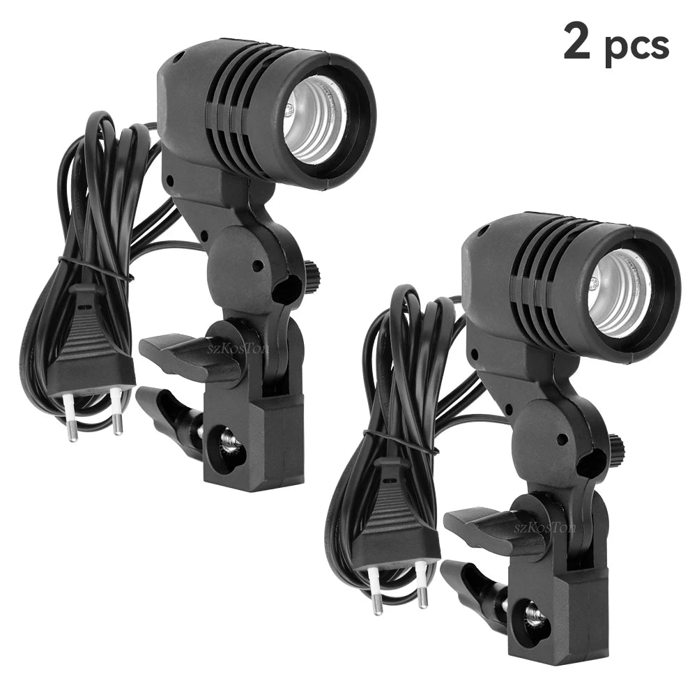 Single Head Bulb Holder E27 Socket Flash Umbrella Bracket Photo Lighting Bulb Holder For Photography Studio Accessories US EU