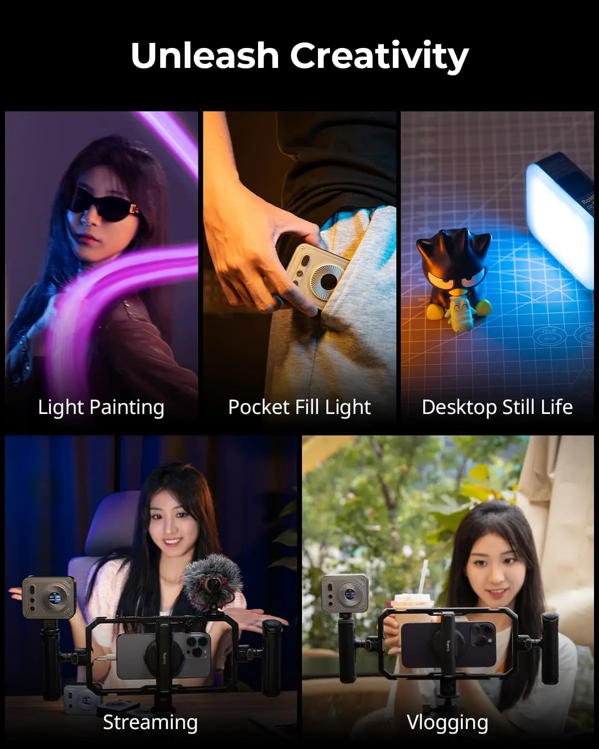 SMALLRIG Vibe P108 Pro RGB Video Light, Portable Led Camera Light for Photography, Cold Shoe Light, CRI95+, 2500-6500K, 12