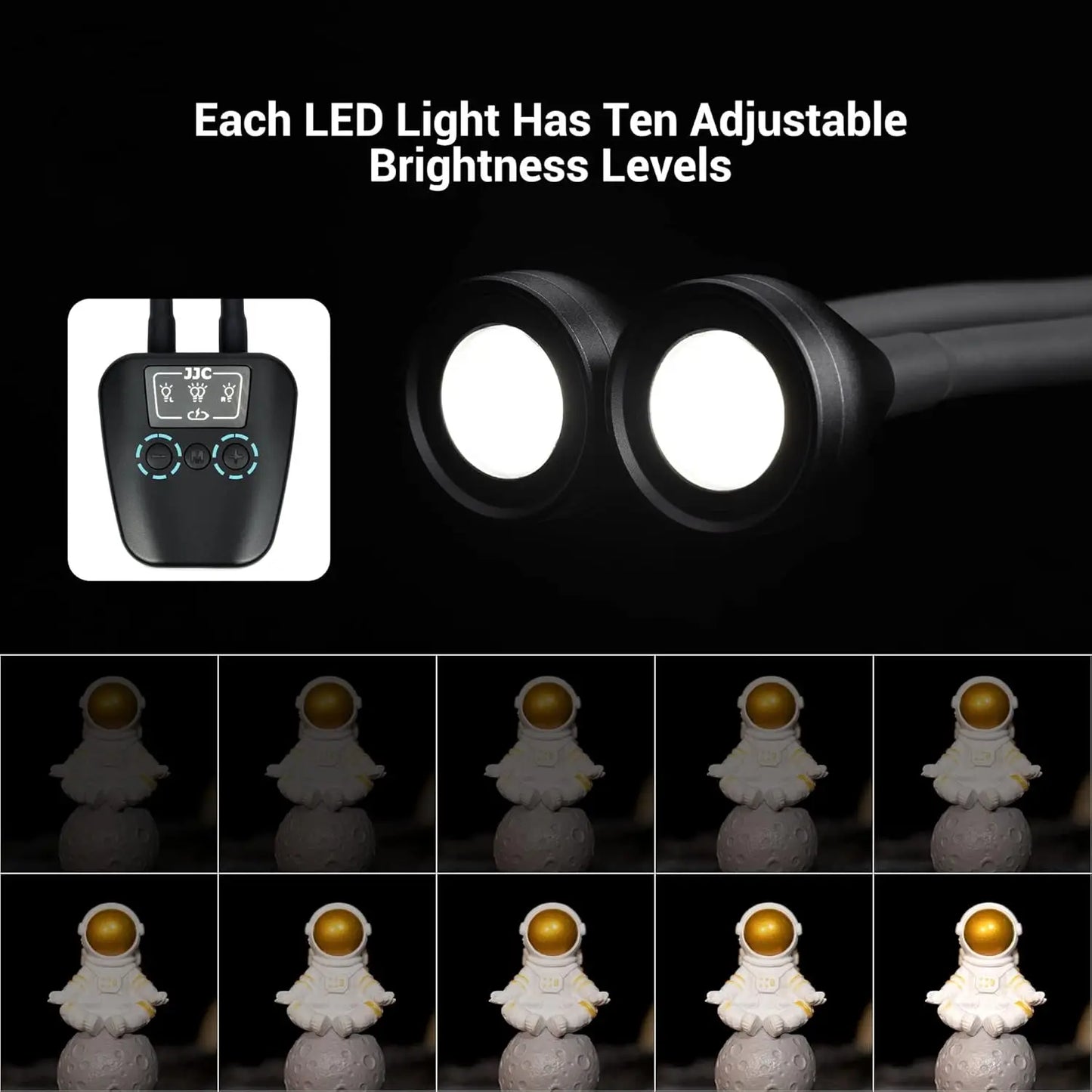 Adjustable LED Macro Arm Light with 10 Brightness Levels, CRI 95+, Type-C Charging for Camera Close-up Photography