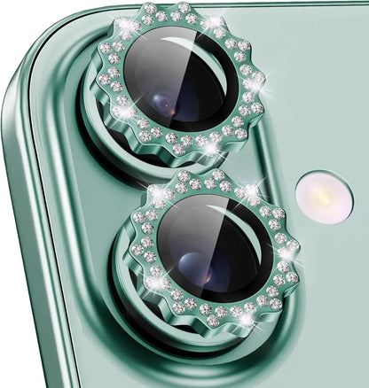 Bling 3D Metal Gear Design Diamond Camera Lens Glass Protector For IPhone 16 Pro Max 15Pro 16Plus Mechanical Case Friendly Rings