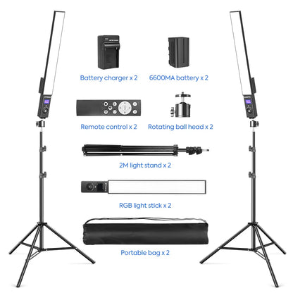 RGB Photography Strip Light 28 Colors 3200-5600K Color Temperature 6600mah Battery Video Fill Wand Light Strip For Shoot Studio
