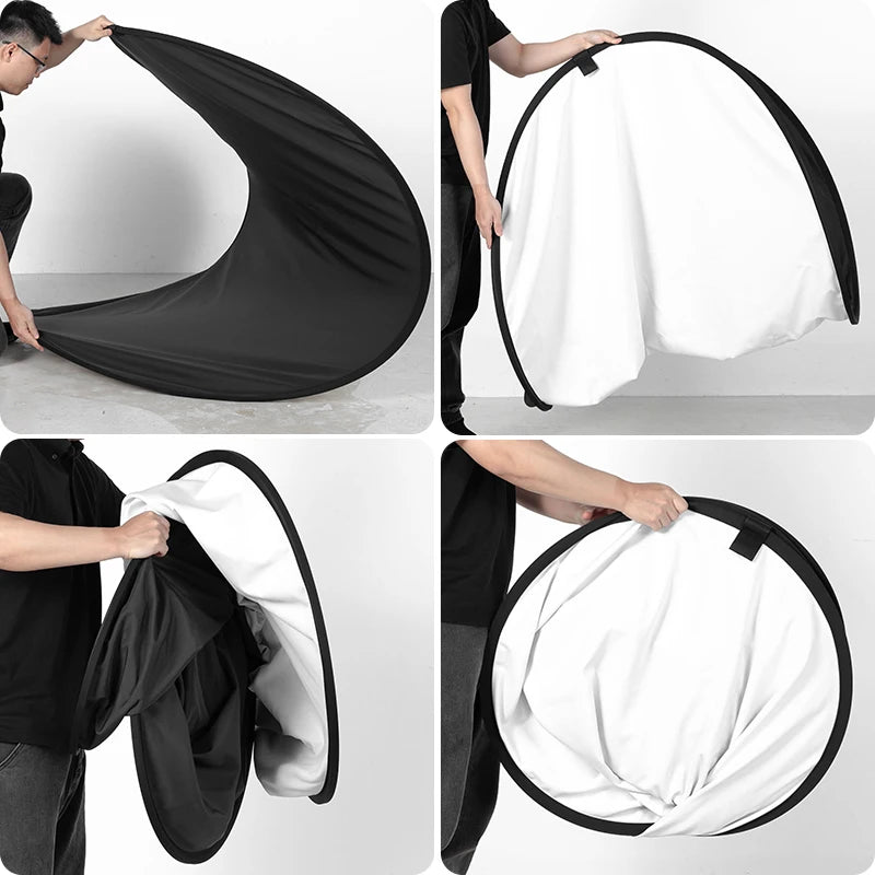 Portable Oval 2in1 White Black 150x200cm 100x150cm Background Reflector Collapsible Studio Photo Diffuser For Artistic/ ID photo