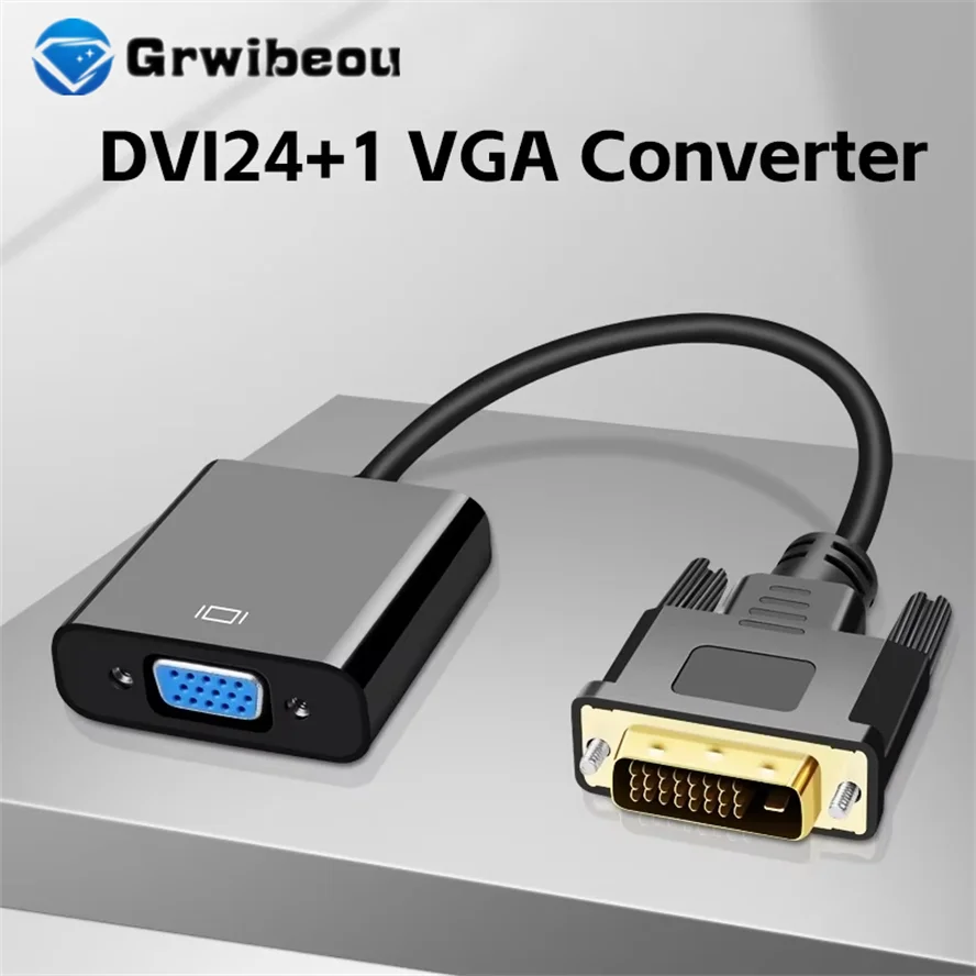 Full HD 1080P DVI to VGA Adapter DVI-D Male to VGA Female Adapter 24+1 25Pin to 15Pin Cable Converter for TV PC Computer Monitor