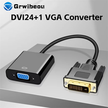 Full HD 1080P DVI to VGA Adapter DVI-D Male to VGA Female Adapter 24+1 25Pin to 15Pin Cable Converter for TV PC Computer Monitor