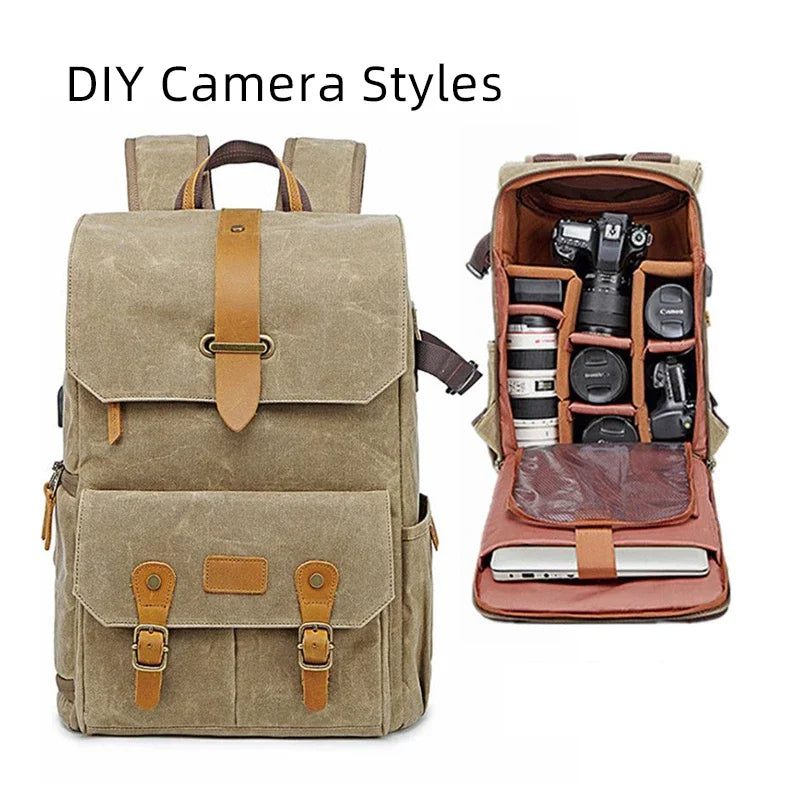 Litepro DSLR Crazy-Horse-Leather Backpack For Brompton Bicycle Waterproof Anti-theft Canvas Drone Outdoor Photography Bag