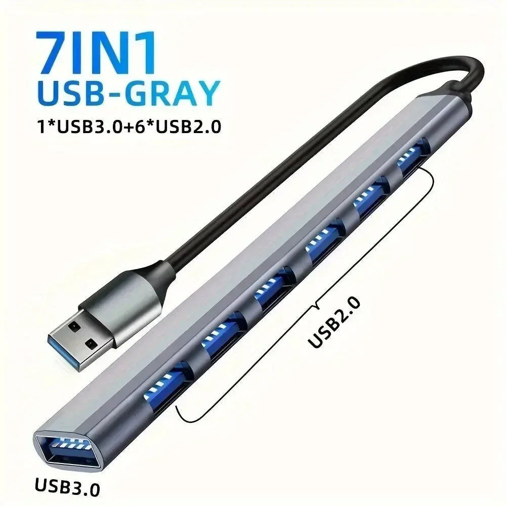 7/8-in-1 USB-C Hub — Multiport Adapter with SD/TF Card Reader for MacBook & Tablet