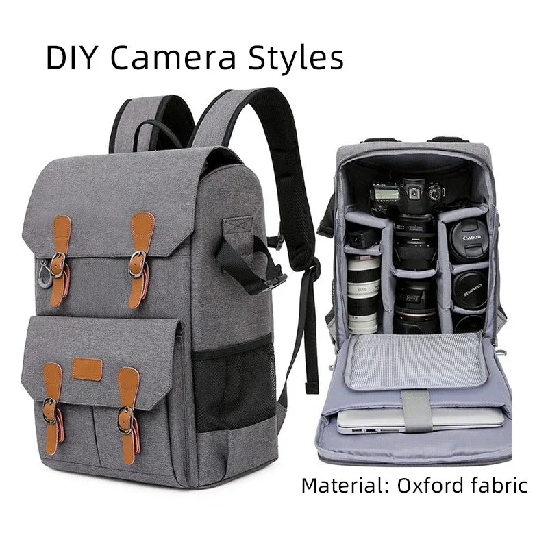Litepro DSLR Crazy-Horse-Leather Backpack For Brompton Bicycle Waterproof Anti-theft Canvas Drone Outdoor Photography Bag