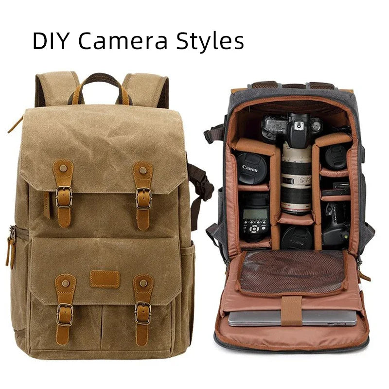 Litepro DSLR Crazy-Horse-Leather Backpack For Brompton Bicycle Waterproof Anti-theft Canvas Drone Outdoor Photography Bag