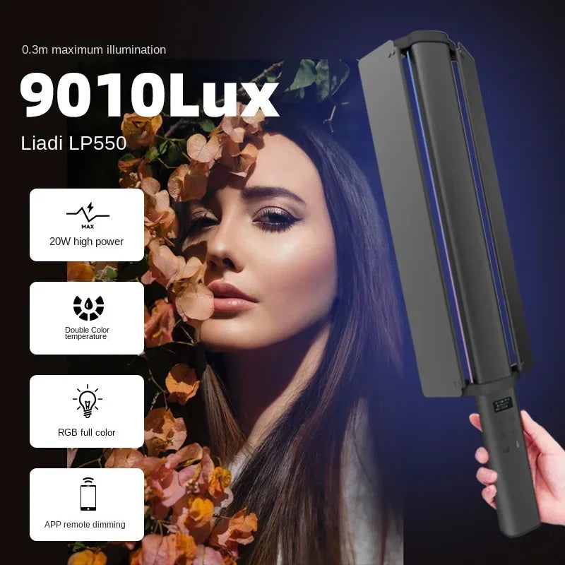 LP550 RGB Handheld 20W High-Power LED Fill Stick Full Color Ice Lamp Video Vlog Photography Selfie Studio Use-for Phone Camera