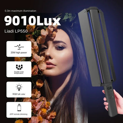 LP550 RGB Handheld 20W High-Power LED Fill Stick Full Color Ice Lamp Video Vlog Photography Selfie Studio Use-for Phone Camera