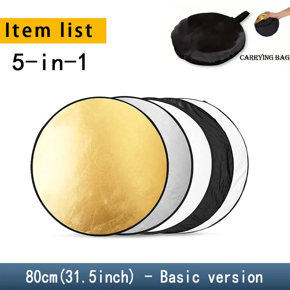 MYOBO 5 in 1 Photography Reflector Board - 30 60 80 110 90*120 60*90 cm Multi Color Fold Photo Studio Light Reflectors Diffuser