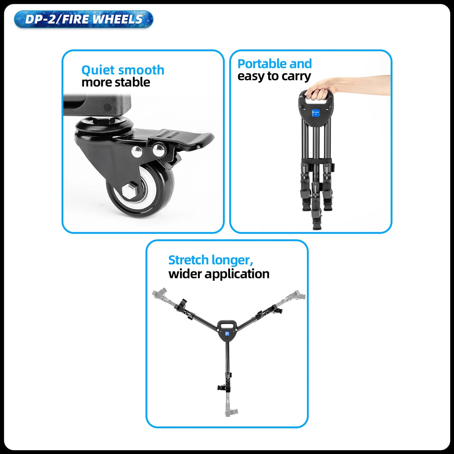 Fotopro Professional Photography Tripod Dolly Aluminum Heavy Duty Tripod Wheels for Camera Camcorder Video Lighting  DP2