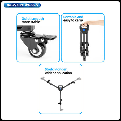 Fotopro Professional Photography Tripod Dolly Aluminum Heavy Duty Tripod Wheels for Camera Camcorder Video Lighting  DP2