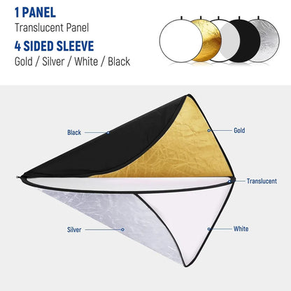 MYOBO 5 in 1 Photography Reflector Board - 30 60 80 110 90*120 60*90 cm Multi Color Fold Photo Studio Light Reflectors Diffuser