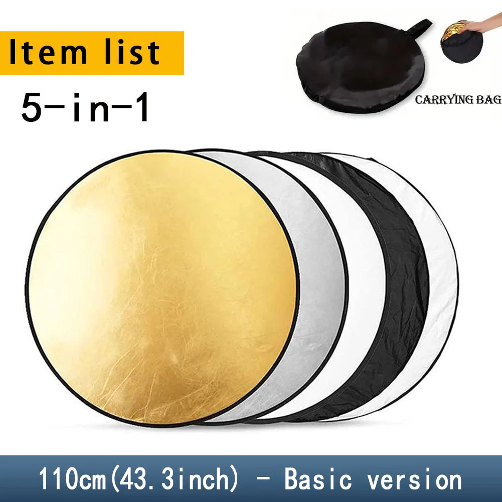 MYOBO 5 in 1 Photography Reflector Board - 30 60 80 110 90*120 60*90 cm Multi Color Fold Photo Studio Light Reflectors Diffuser