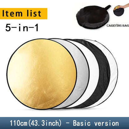 MYOBO 5 in 1 Photography Reflector Board - 30 60 80 110 90*120 60*90 cm Multi Color Fold Photo Studio Light Reflectors Diffuser