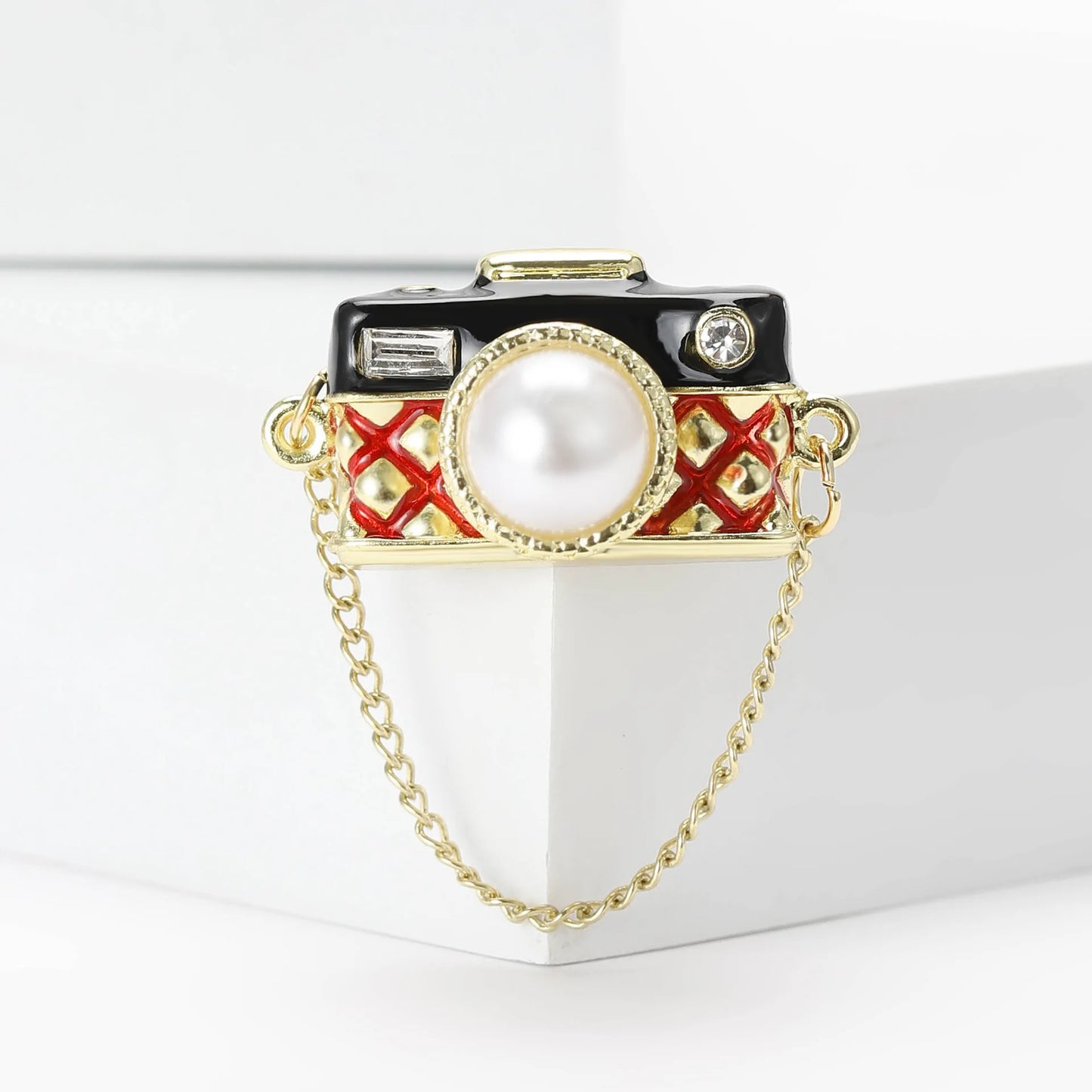 Girls Enamel Chain Camera Brooch Neutral Everyday Clothing Suit Jacket Accessories Pin Gift For Photography Enthusiasts